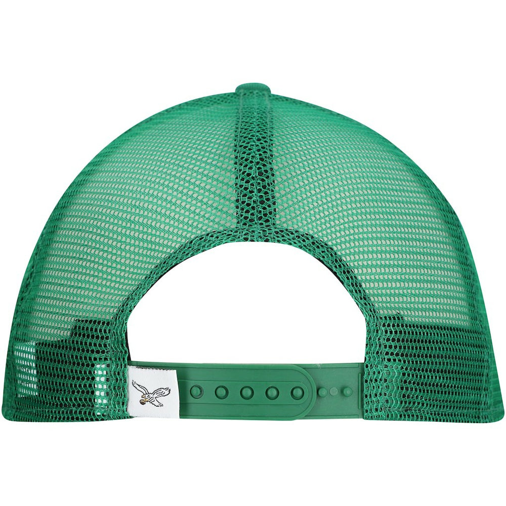 Philadelphia Eagles New Era Throwback Main Trucker 9FIFTY Snapback Hat Kelly Green | NFL