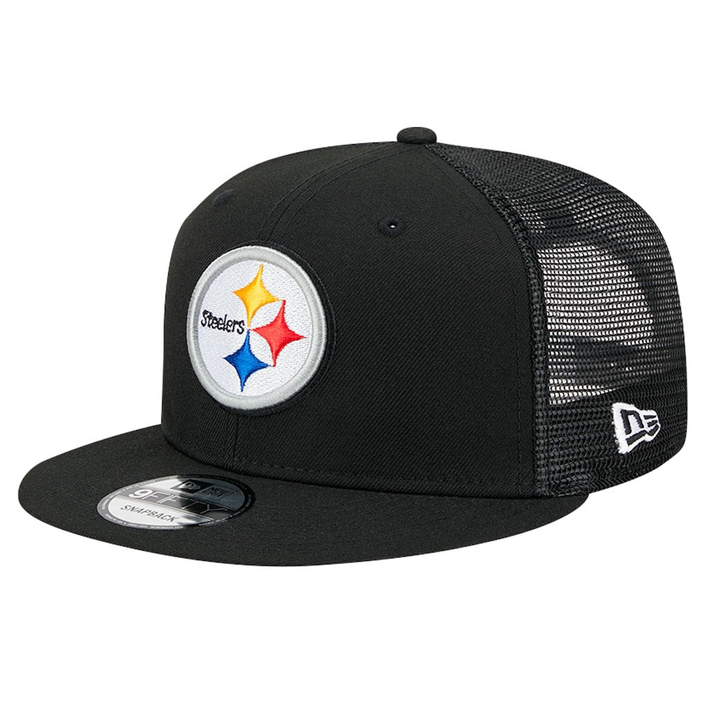 Pittsburgh Steelers New Era Main Trucker 9FIFTY Snapback Hat Black | NFL