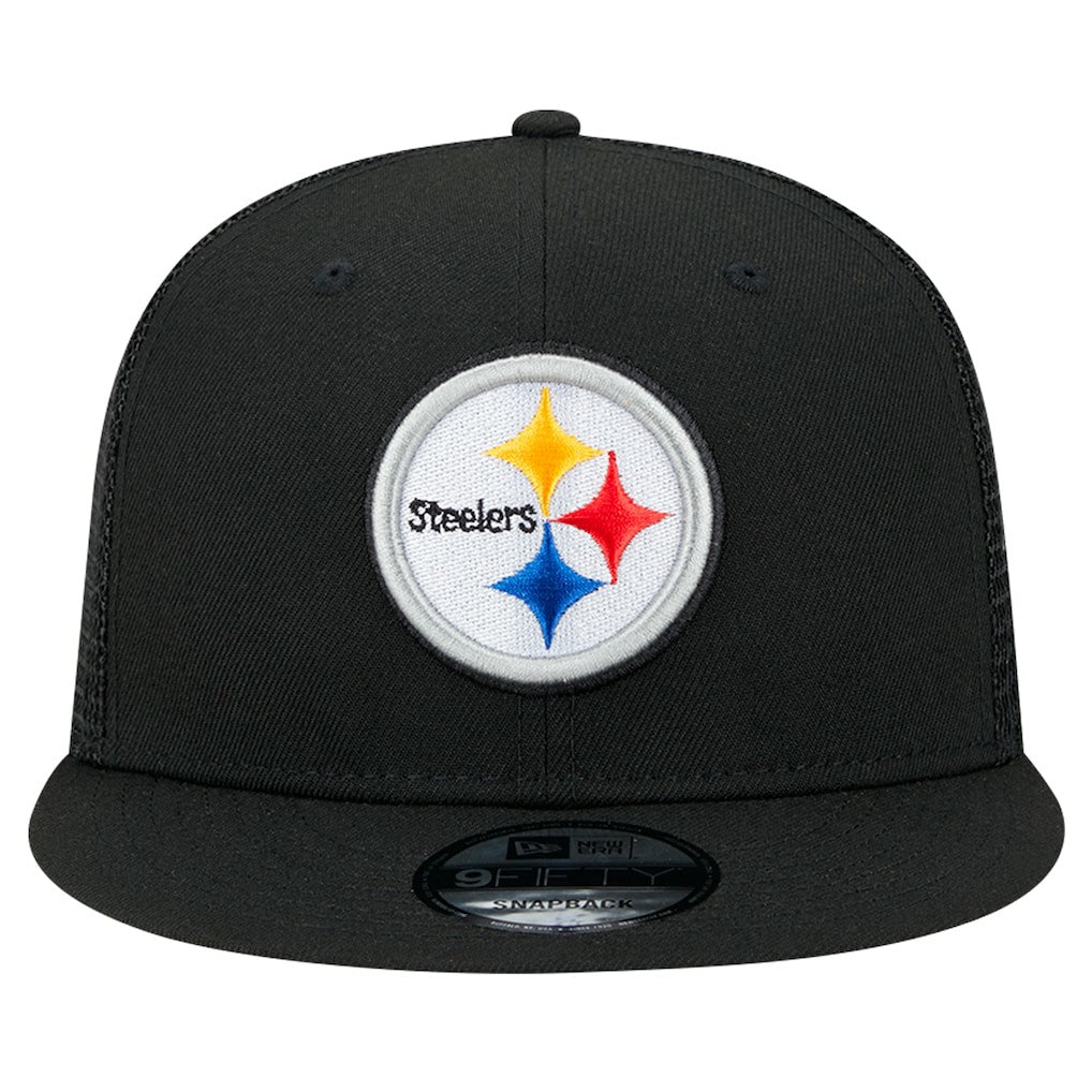 Pittsburgh Steelers New Era Main Trucker 9FIFTY Snapback Hat Black | NFL