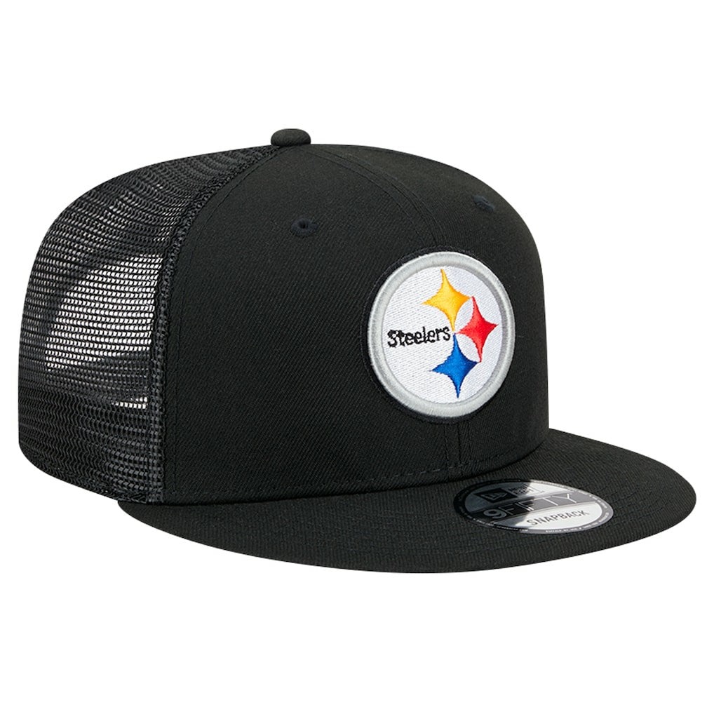 Pittsburgh Steelers New Era Main Trucker 9FIFTY Snapback Hat Black | NFL