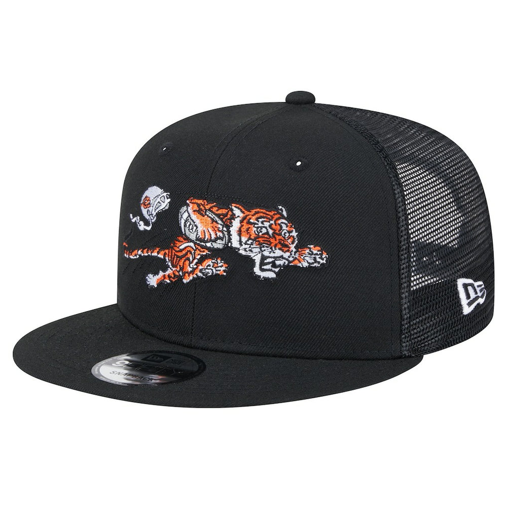 Cincinnati Bengals New Era Throwback Main Trucker 9FIFTY Snapback Hat Black | NFL