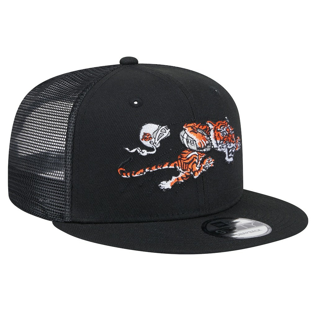 Cincinnati Bengals New Era Throwback Main Trucker 9FIFTY Snapback Hat Black | NFL