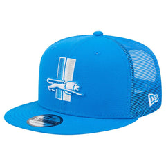 Detroit Lions New Era Throwback Main Trucker 9FIFTY Snapback Hat Blue | NFL