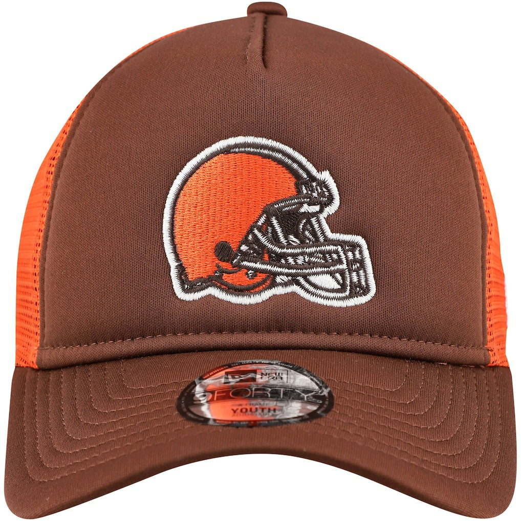 Cleveland Browns New Era Youth A-Frame 9FORTY Trucker Adjustable Hat Brown | NFL