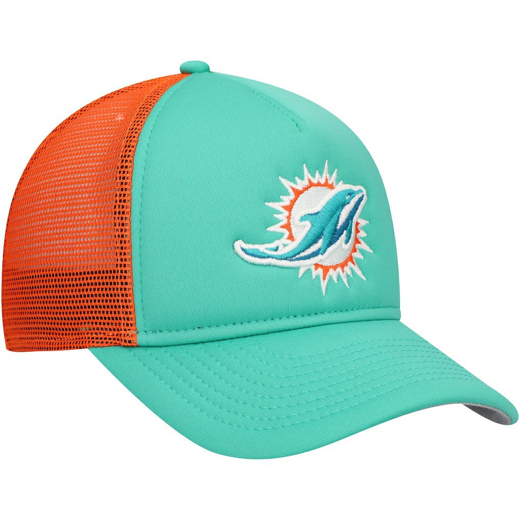 Miami Dolphins New Era Youth A-Frame 9FORTY Trucker Adjustable Hat Aqua | NFL