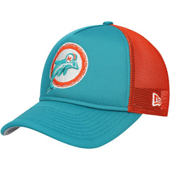 Miami Dolphins New Era Youth A-Frame 9FORTY Trucker Adjustable Hat Aqua | NFL