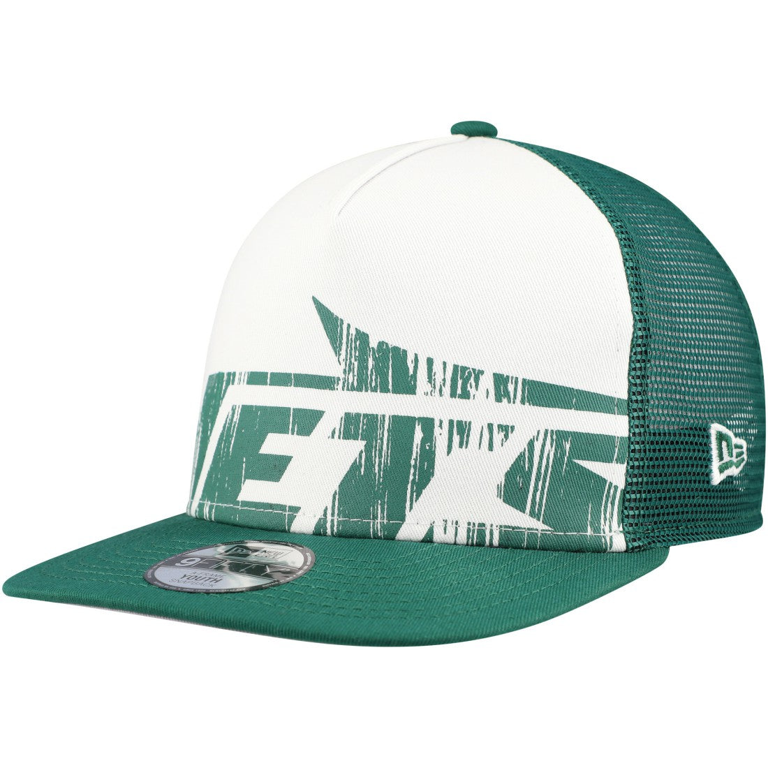 New York Jets New Era Youth Distressed 9FIFTY A-Frame Snapback Hat White/Green | NFL