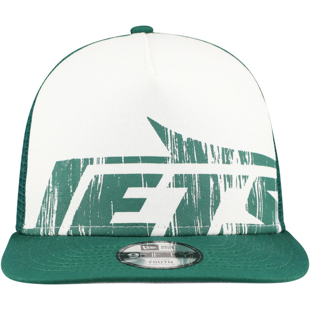 New York Jets New Era Youth Distressed 9FIFTY A-Frame Snapback Hat White/Green | NFL