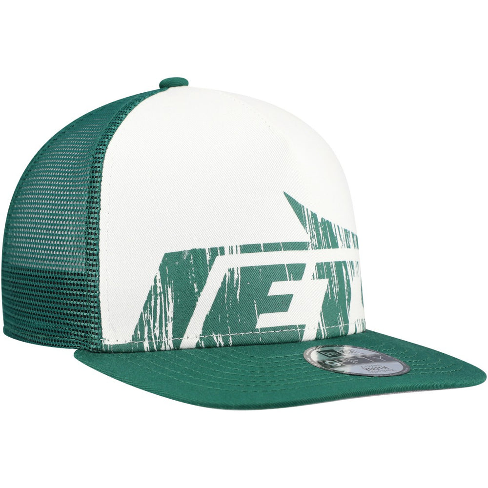 New York Jets New Era Youth Distressed 9FIFTY A-Frame Snapback Hat White/Green | NFL