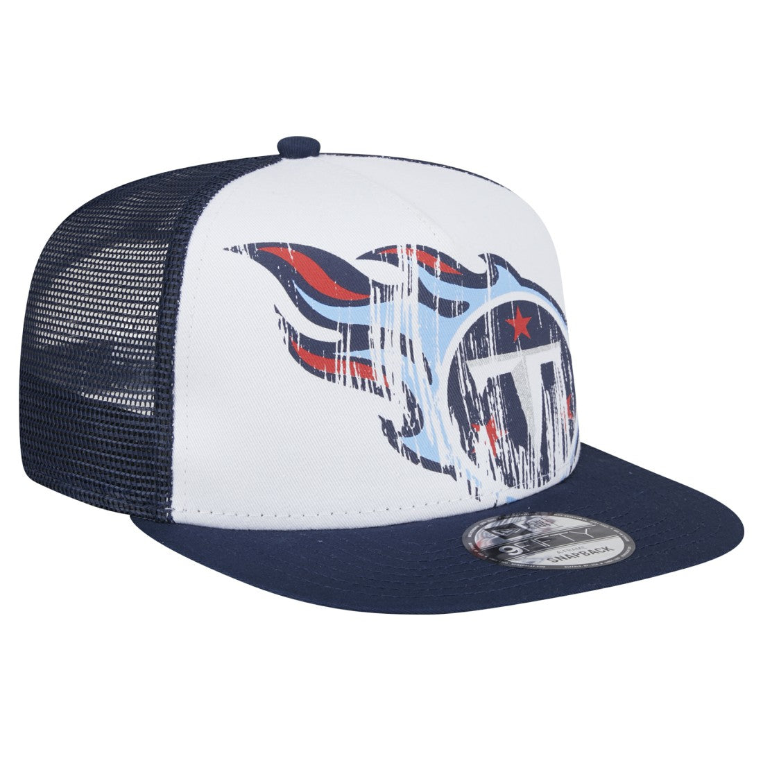 Tennessee Titans New Era Youth Distressed 9FIFTY A-Frame Snapback Hat White/Navy | NFL
