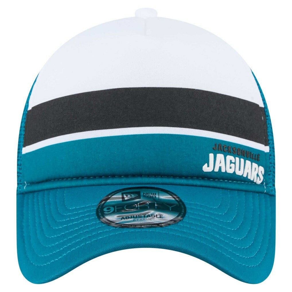 Jacksonville Jaguars New Era Youth Sport Night Color Block 9FORTY A-Frame Trucker Adjustable Hat Teal | NFL