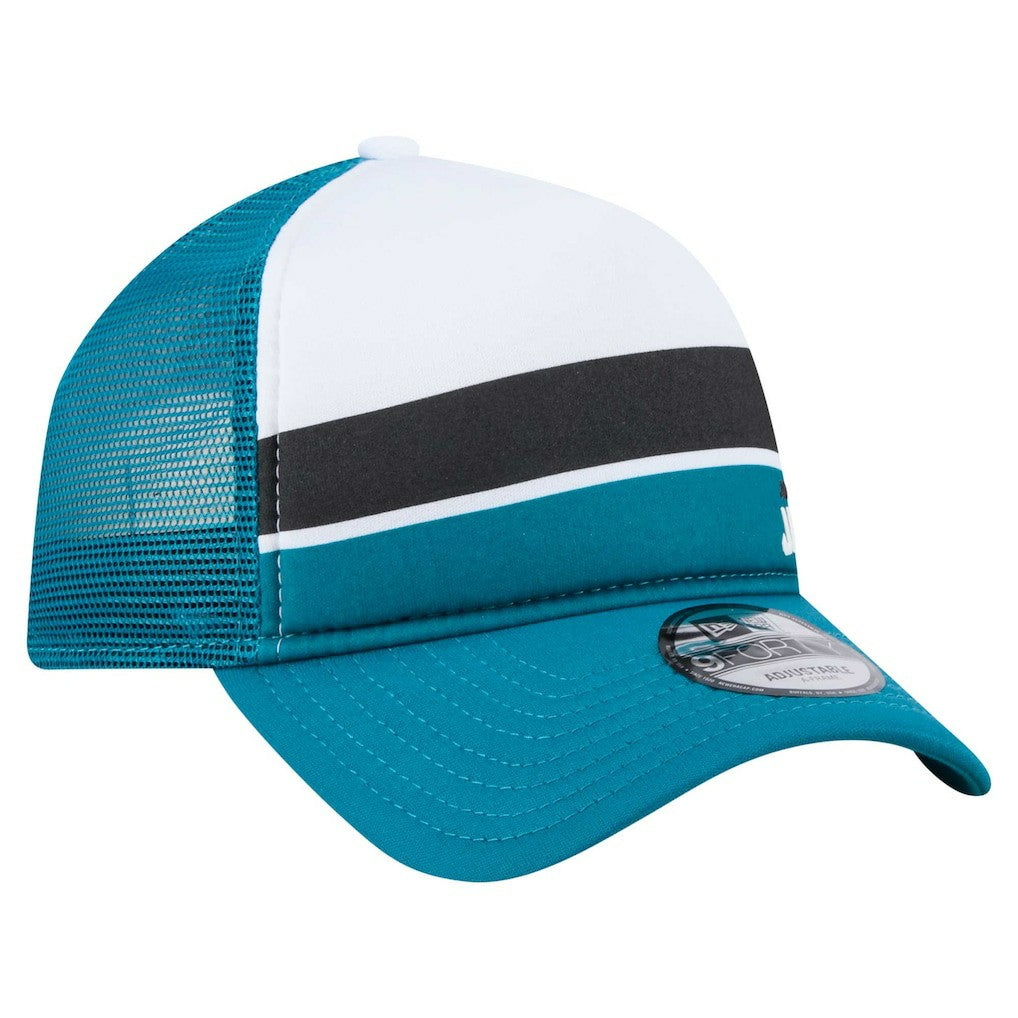 Jacksonville Jaguars New Era Youth Sport Night Color Block 9FORTY A-Frame Trucker Adjustable Hat Teal | NFL