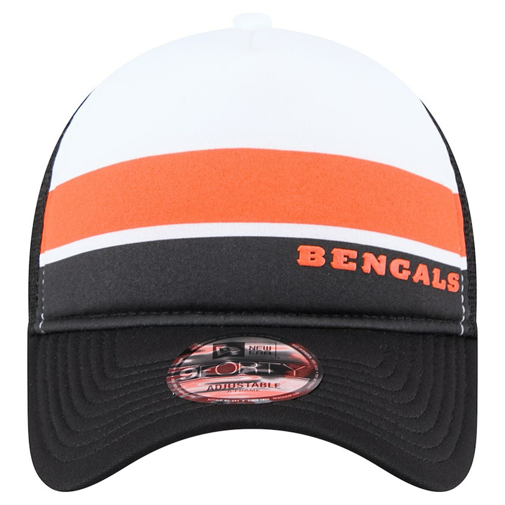 Cincinnati Bengals New Era Youth Sport Night Color Block 9FORTY A-Frame Trucker Adjustable Hat Black | NFL