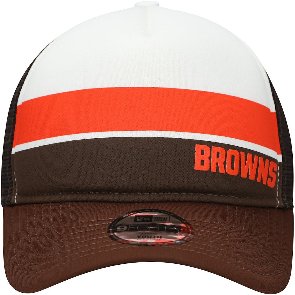 Cleveland Browns New Era Youth Sport Night Color Block 9FORTY A-Frame Trucker Adjustable Hat Brown | NFL