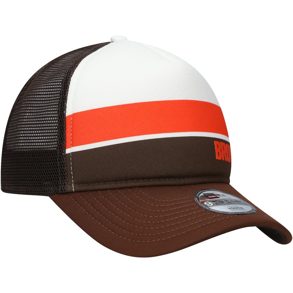 Cleveland Browns New Era Youth Sport Night Color Block 9FORTY A-Frame Trucker Adjustable Hat Brown | NFL