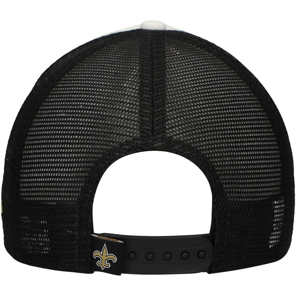 New Orleans Saints New Era Youth Sport Night Color Block 9FORTY A-Frame Trucker Adjustable Hat Black | NFL