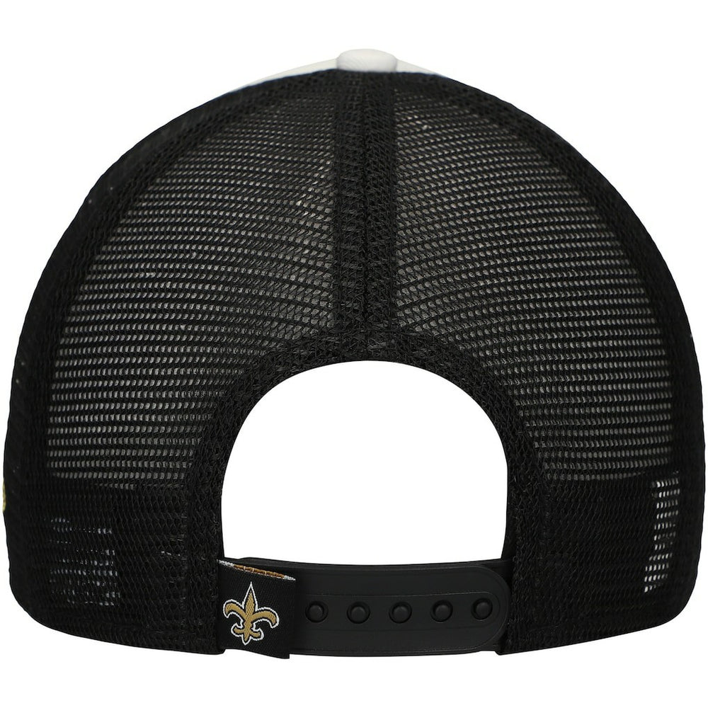 New Orleans Saints New Era Youth Sport Night Color Block 9FORTY A-Frame Trucker Adjustable Hat Black | NFL