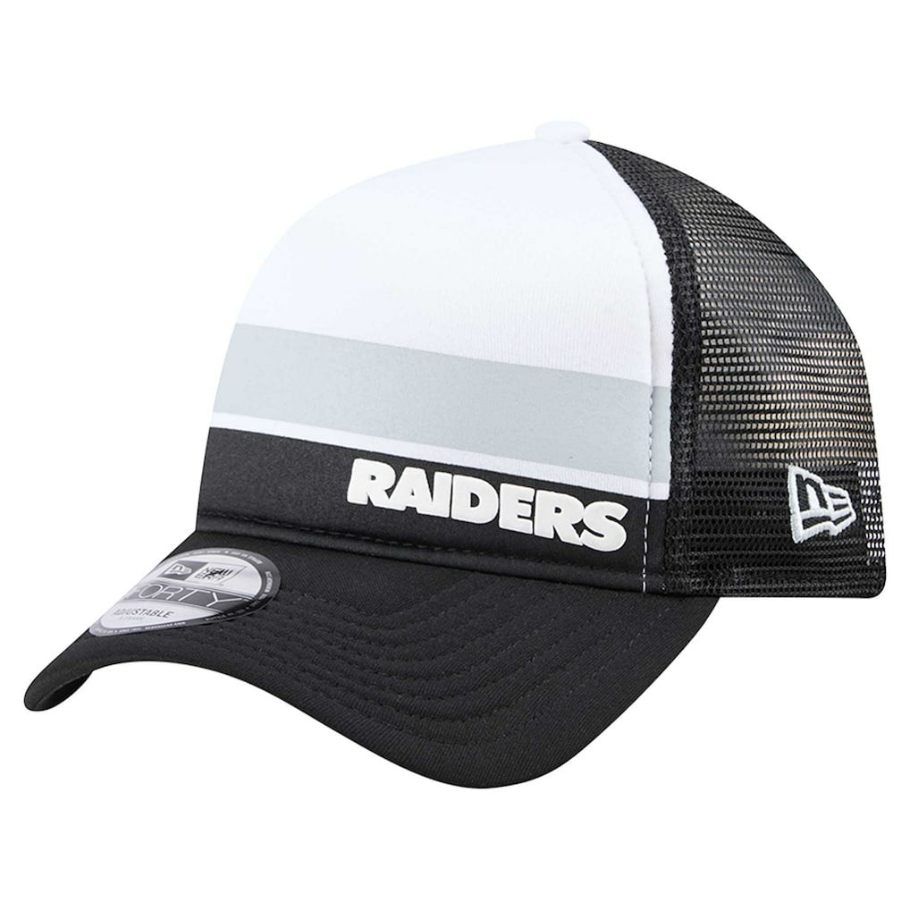 Las Vegas Raiders New Era Youth Sport Night Color Block 9FORTY A-Frame Trucker Adjustable Hat Black | NFL