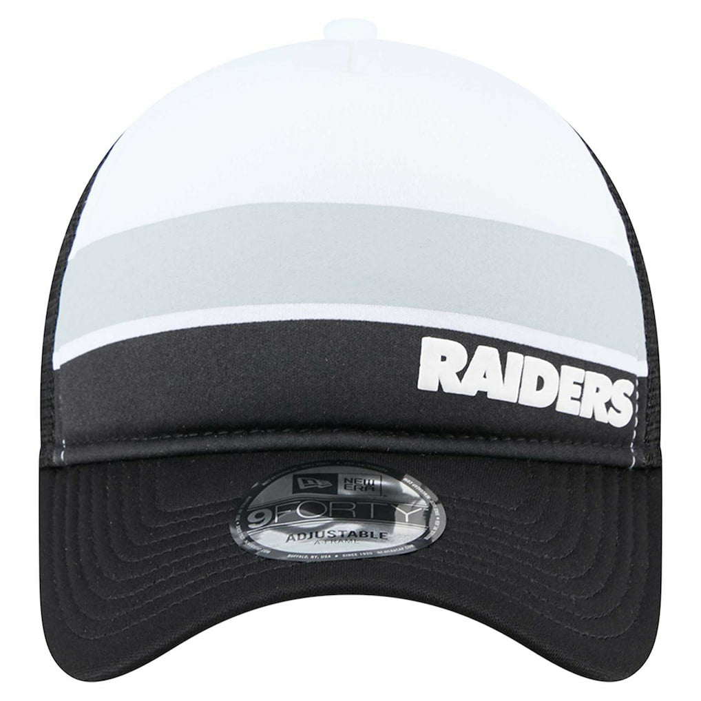 Las Vegas Raiders New Era Youth Sport Night Color Block 9FORTY A-Frame Trucker Adjustable Hat Black | NFL