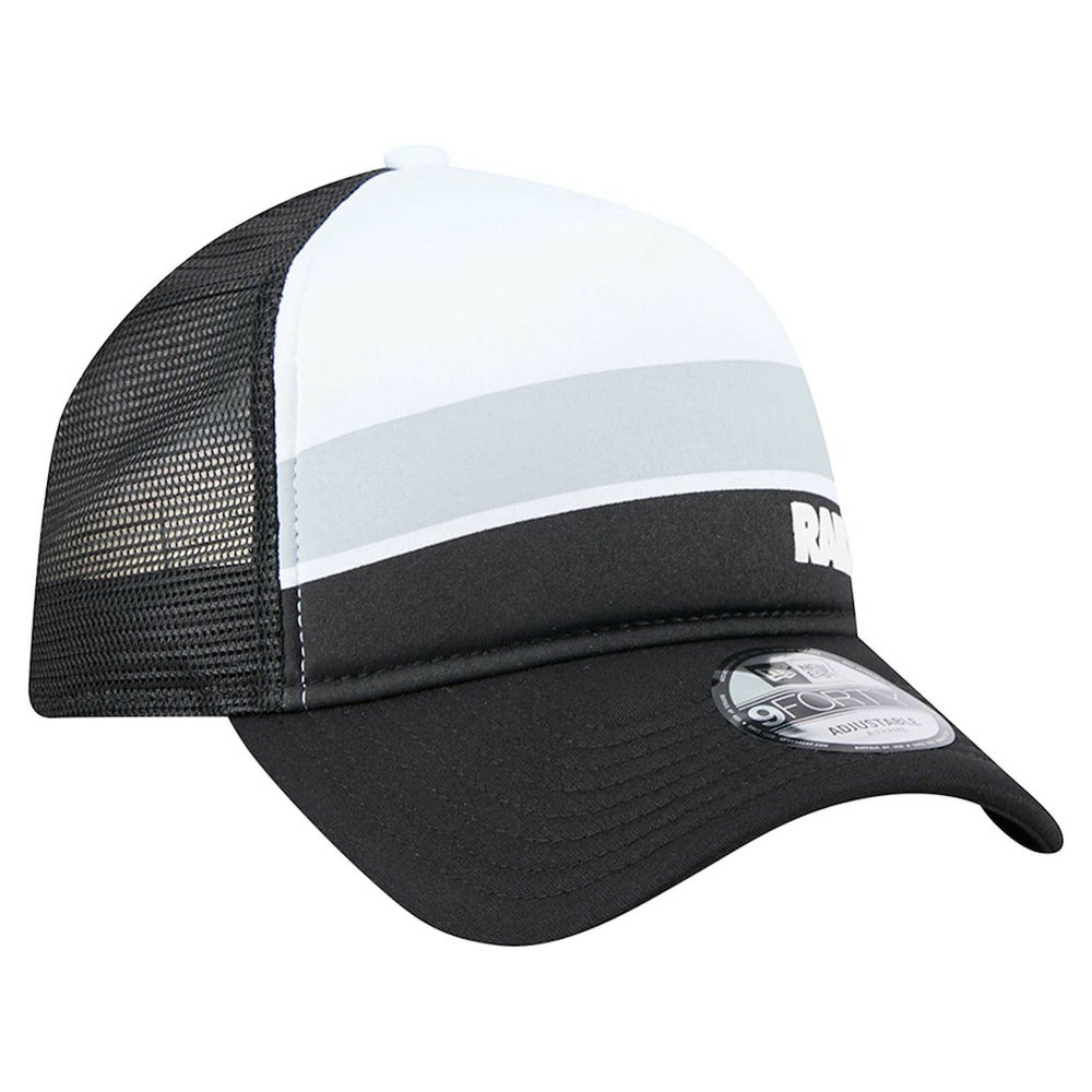 Las Vegas Raiders New Era Youth Sport Night Color Block 9FORTY A-Frame Trucker Adjustable Hat Black | NFL