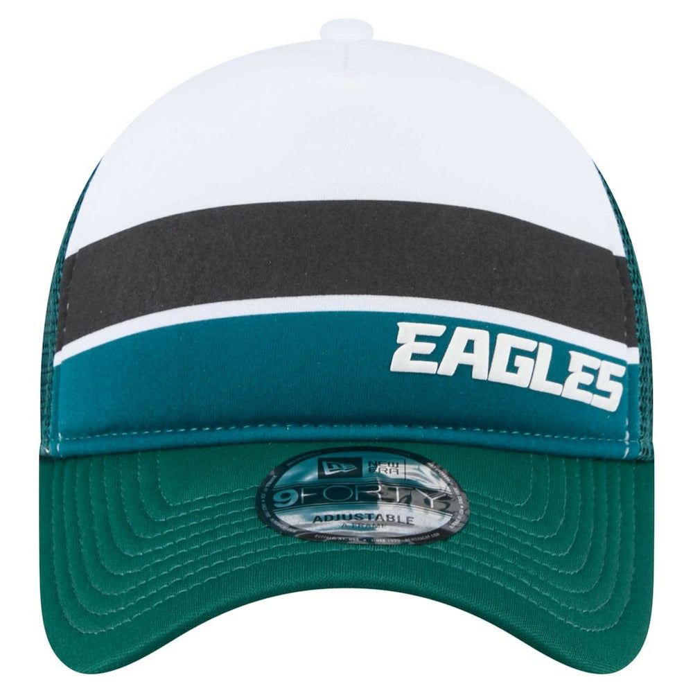 Philadelphia Eagles New Era Youth Sport Night Color Block 9FORTY A-Frame Trucker Adjustable Hat Midnight Green | NFL