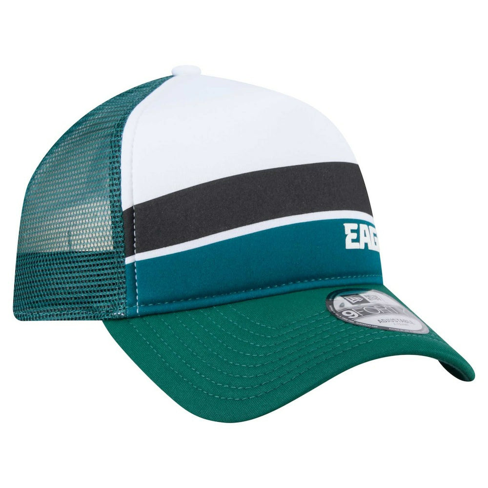 Philadelphia Eagles New Era Youth Sport Night Color Block 9FORTY A-Frame Trucker Adjustable Hat Midnight Green | NFL