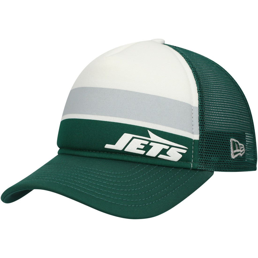 New York Jets New Era Youth Sport Night Color Block 9FORTY A-Frame Trucker Adjustable Hat Green | NFL