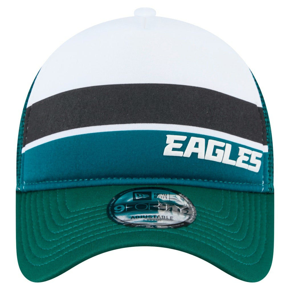 Philadelphia Eagles New Era Preschool Sport Night Color Block 9FORTY A-Frame Trucker Adjustable Hat Midnight Green | NFL