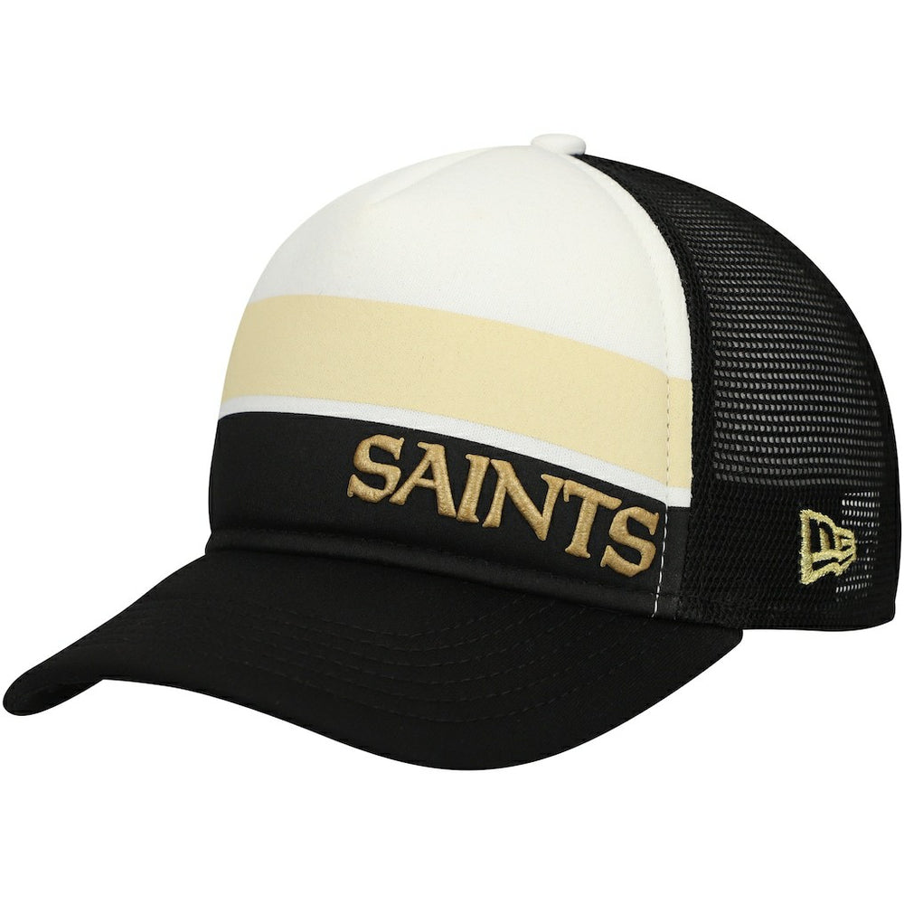 New Orleans Saints New Era Preschool Sport Night Color Block 9FORTY A-Frame Trucker Adjustable Hat Black | NFL
