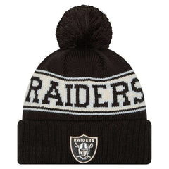 Las Vegas Raiders Youth New Era Retro Cuffed Knit Hat with Pom Black | NFL
