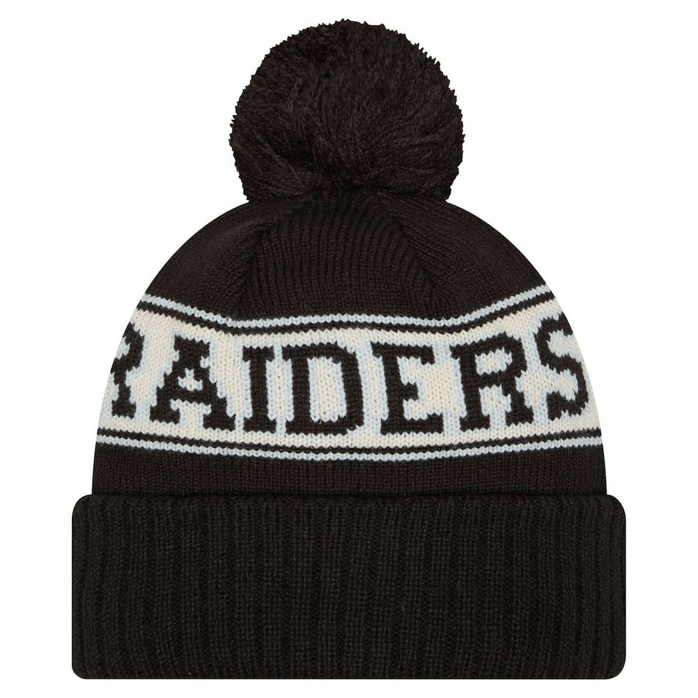 Las Vegas Raiders Youth New Era Retro Cuffed Knit Hat with Pom Black | NFL