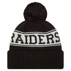 Las Vegas Raiders Youth New Era Retro Cuffed Knit Hat with Pom Black | NFL