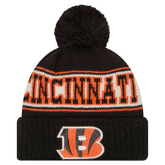 Cincinnati Bengals Youth New Era Retro Cuffed Knit Hat with Pom Black | NFL