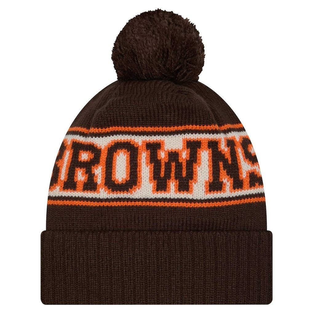 Cleveland Browns Youth New Era Retro Cuffed Knit Hat with Pom Brown | NFL