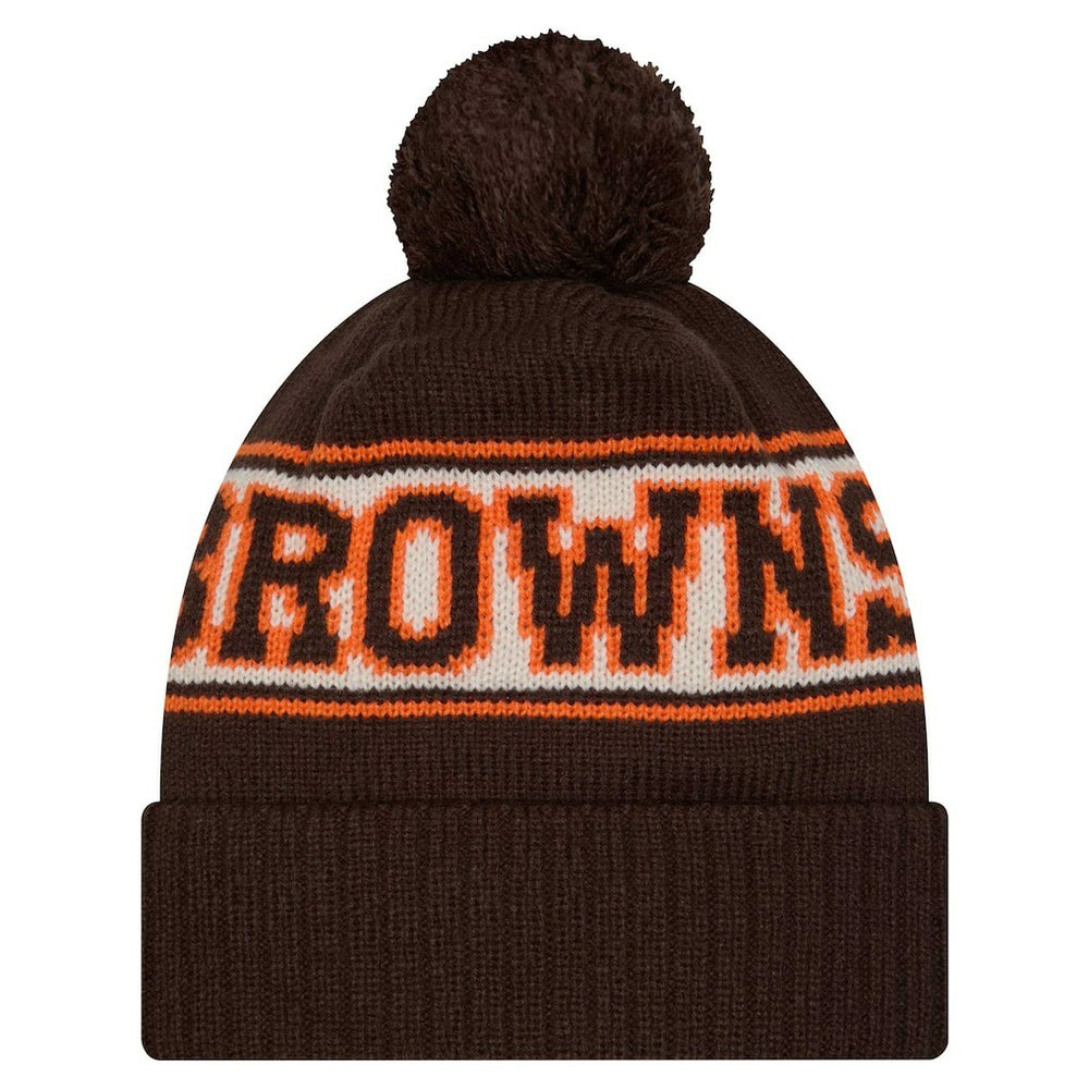Cleveland Browns Youth New Era Retro Cuffed Knit Hat with Pom Brown | NFL