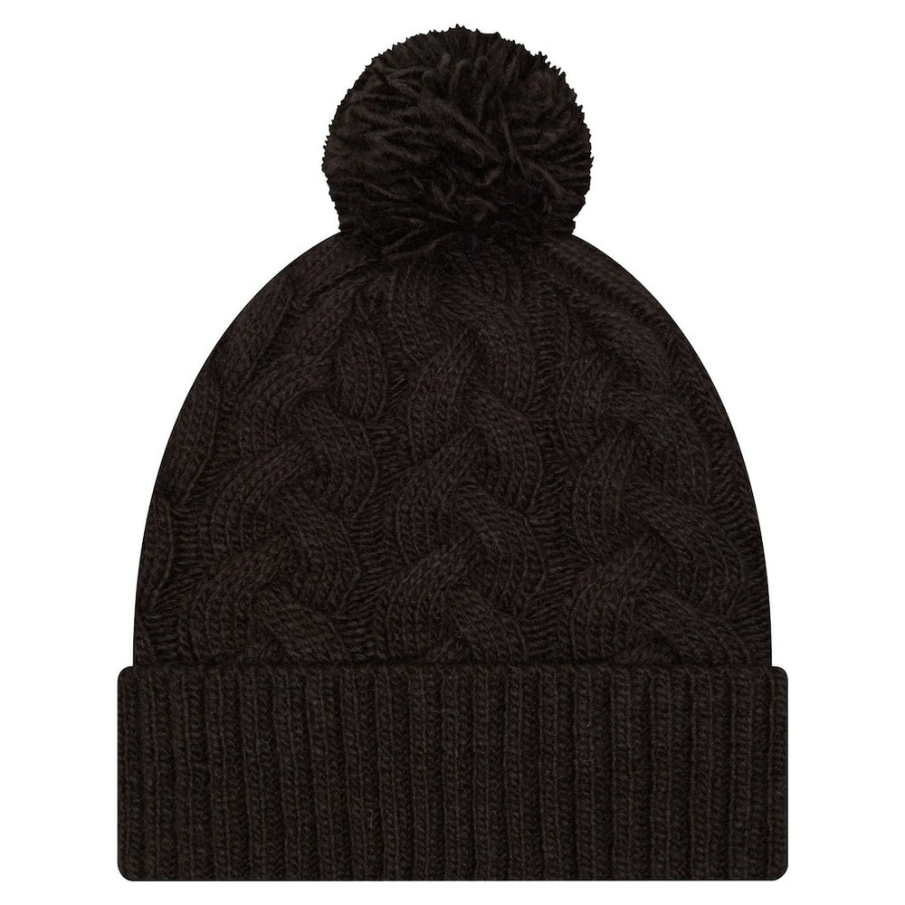 Cincinnati Bengals New Era Girls Youth Cabled Cuffed Knit Hat with Pom Black | NFL