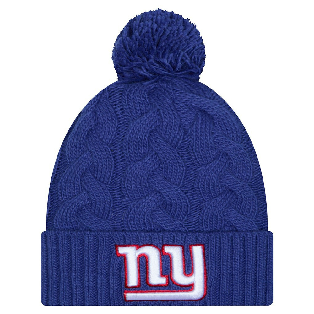 New York Giants New Era Girls Youth Cabled Cuffed Knit Hat with Pom Royal | NFL
