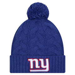 New York Giants New Era Girls Youth Cabled Cuffed Knit Hat with Pom Royal | NFL
