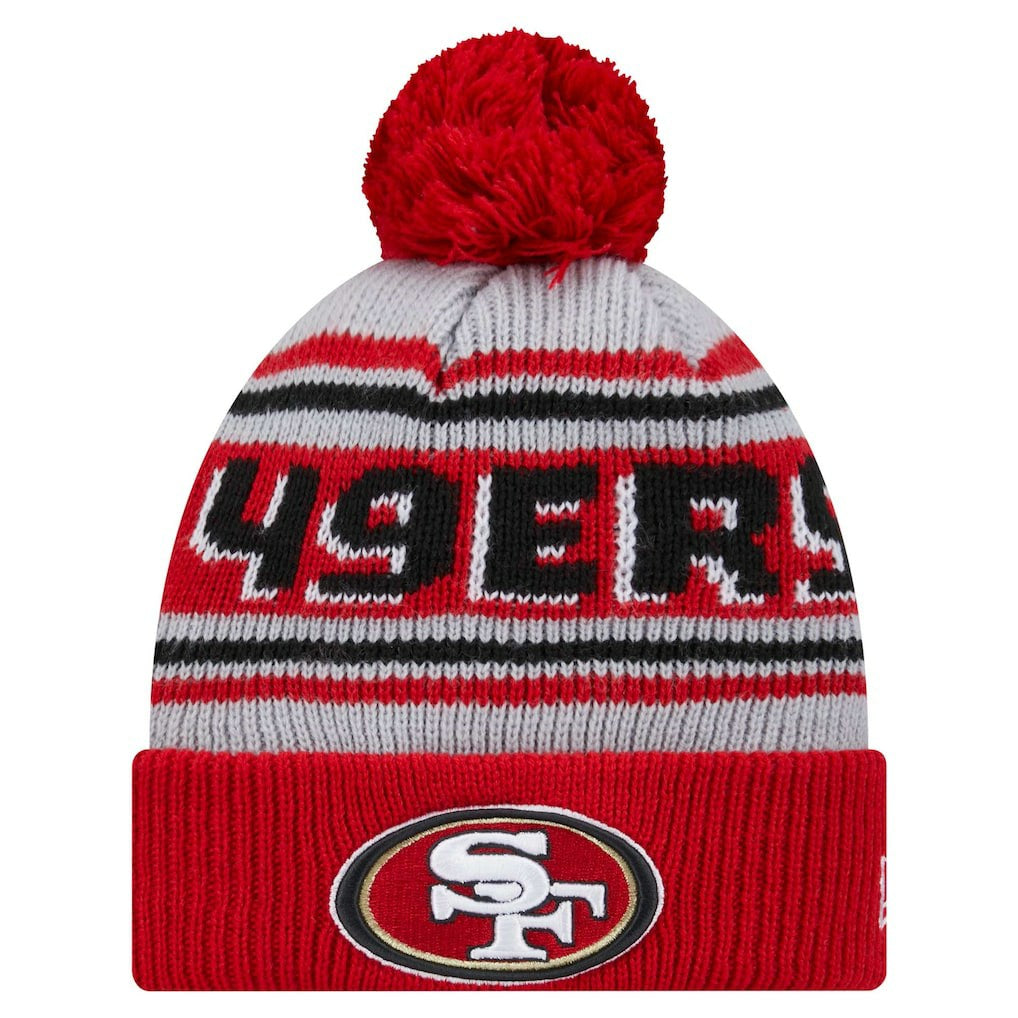 San Francisco 49ers New Era Youth Main Cuffed Knit Hat with Pom Scarlet | NFL