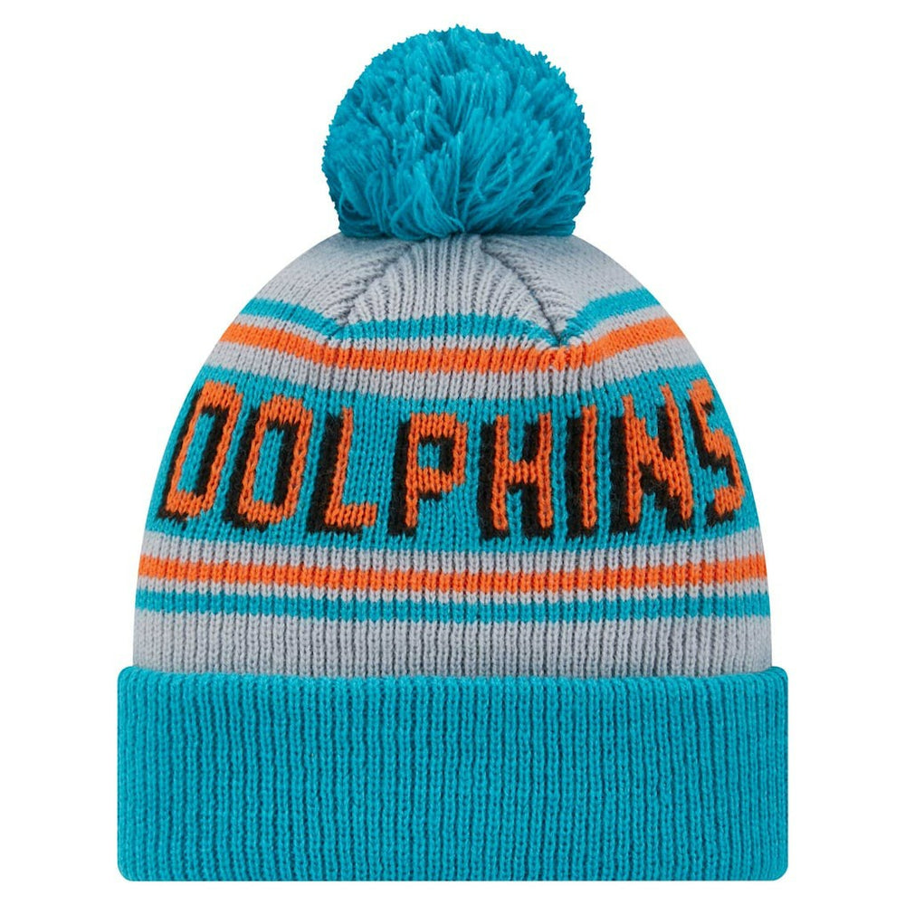 Miami Dolphins New Era Youth Main Cuffed Knit Hat with Pom Aqua | NFL