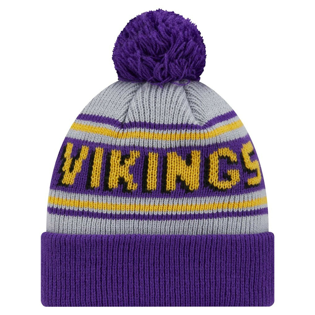 Minnesota Vikings New Era Youth Main Cuffed Knit Hat with Pom Purple | NFL