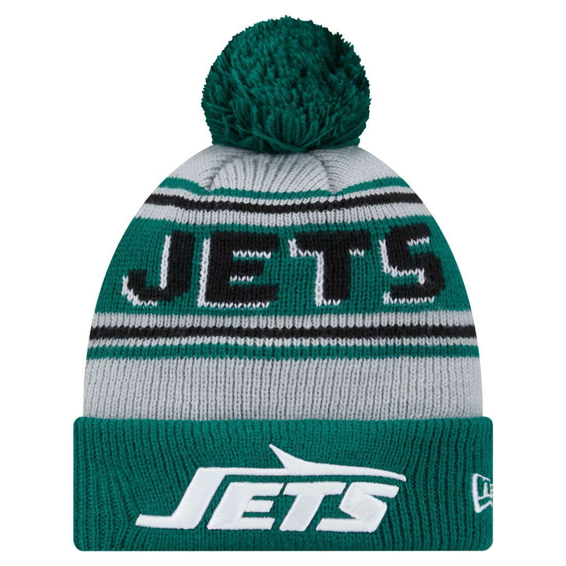 New York Jets New Era Youth Main Cuffed Knit Hat with Pom Green | NFL