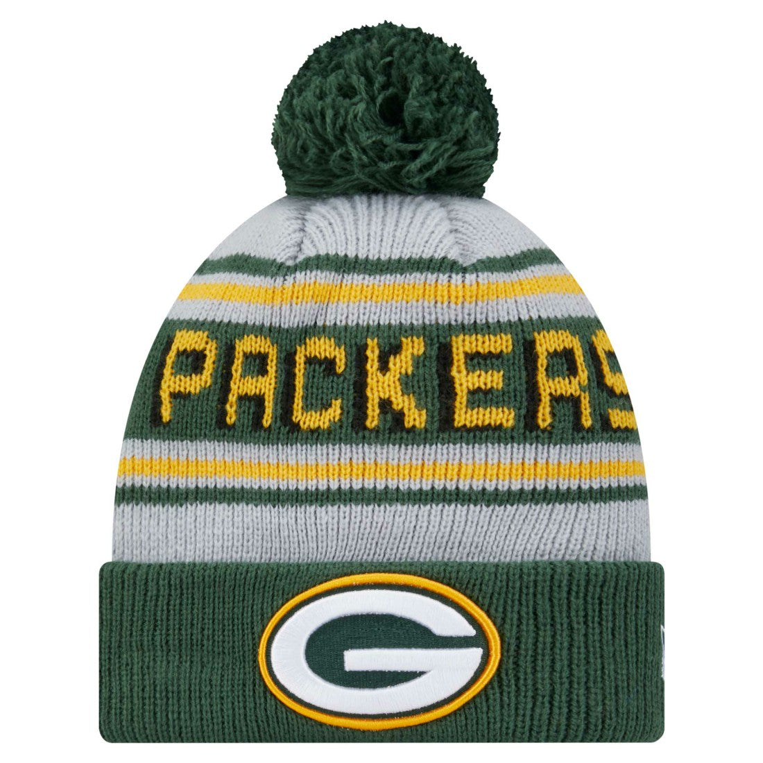 Green Bay Packers New Era Youth Main Cuffed Knit Hat with Pom Green | NFL