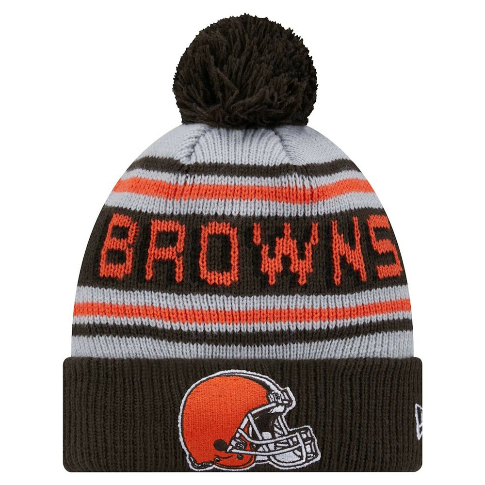 Cleveland Browns New Era Youth Main Cuffed Knit Hat with Pom Brown | NFL