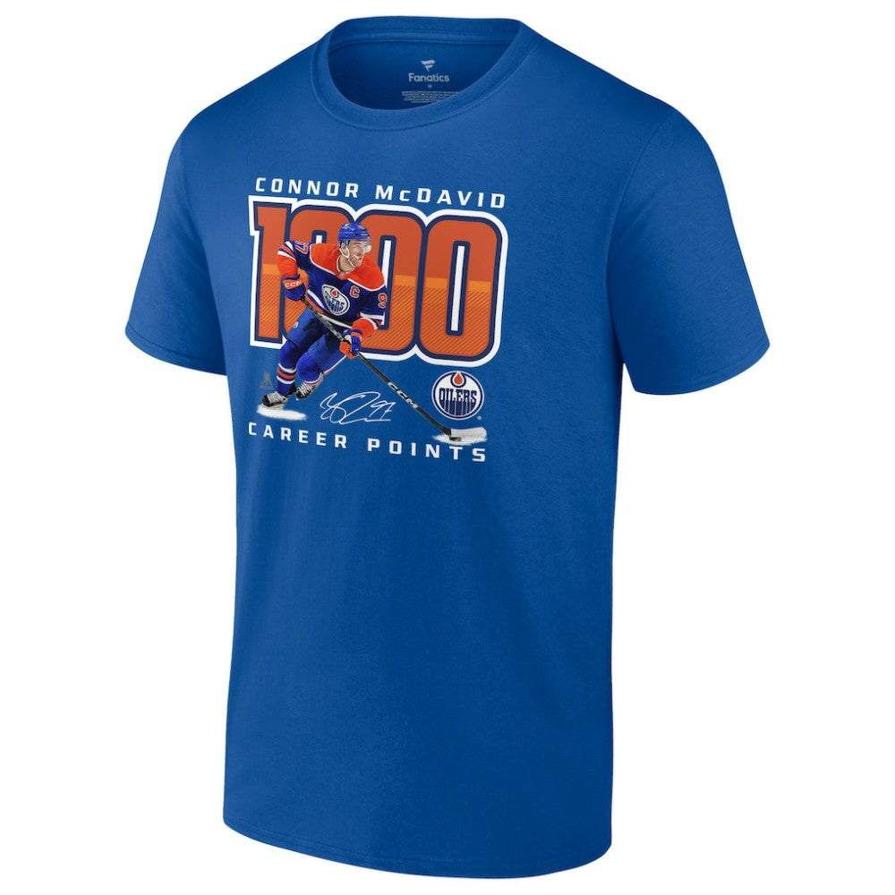 Connor McDavid Edmonton Oilers 1,000 Career Points T-Shirt - Royal - NHL