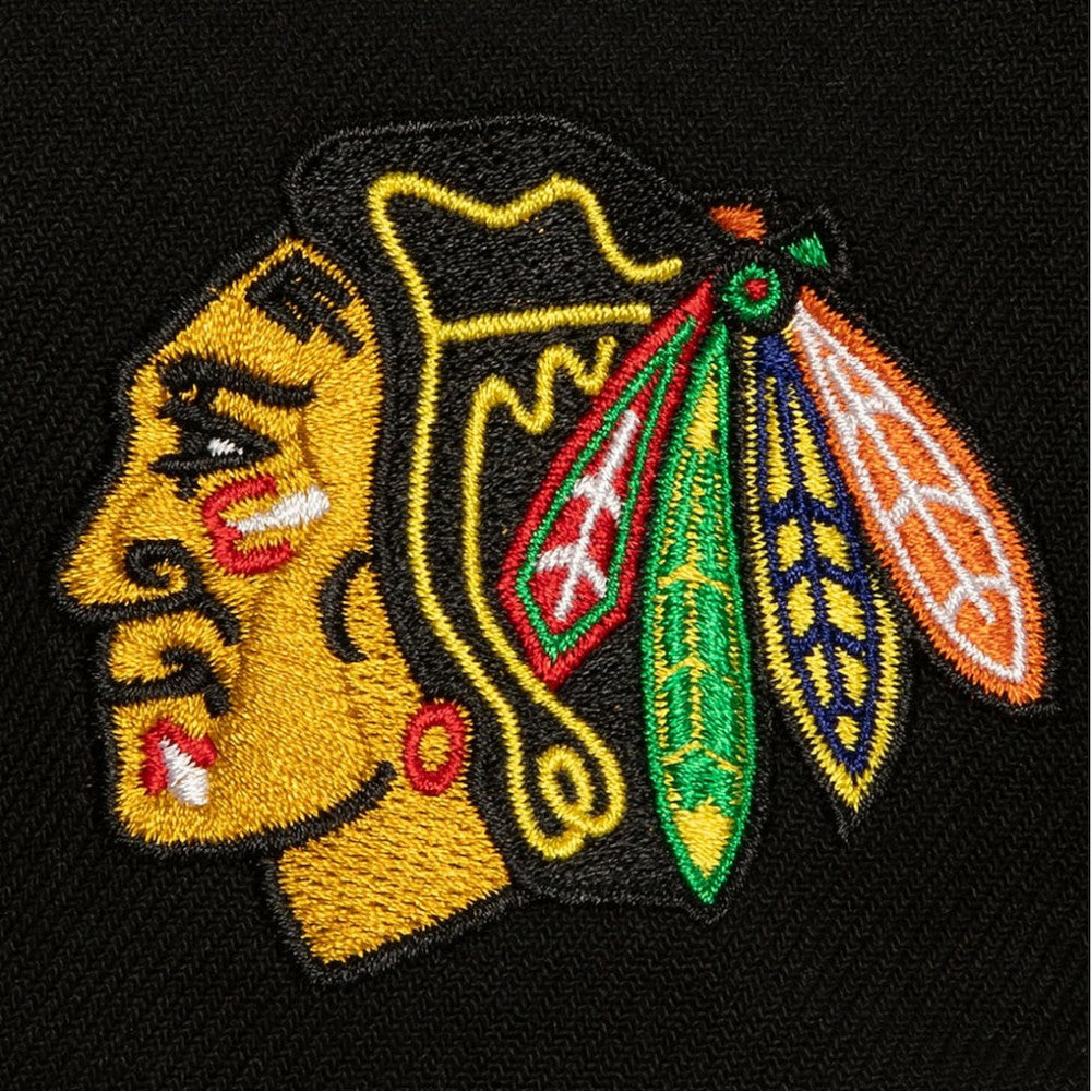 Chicago Blackhawks Mitchell & Ness Retro Script Colorblock Snapback Hat - Black - NHL