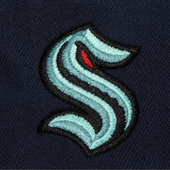 Seattle Kraken Mitchell & Ness Retro Script Colorblock Snapback Hat - Deep Sea Blue - NHL