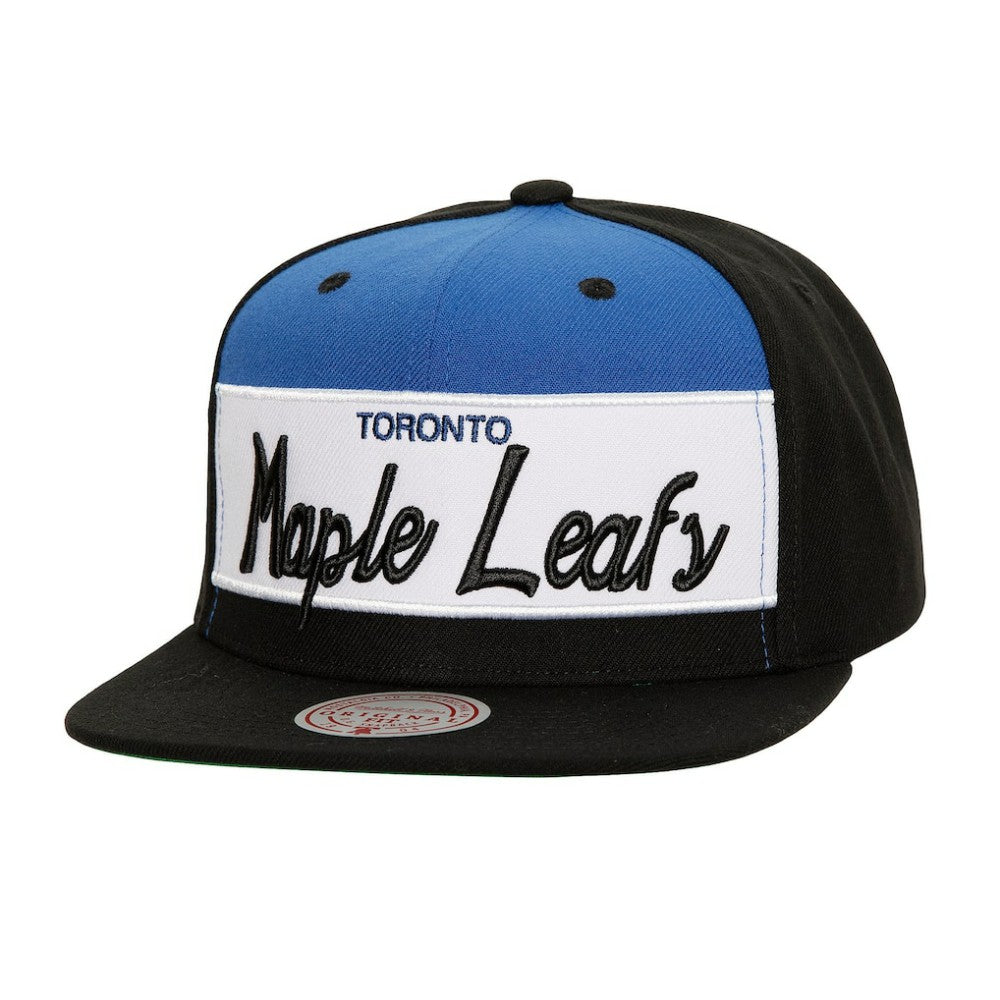 Toronto Maple Leafs Mitchell & Ness Retro Script Colorblock Snapback Hat - Black - NHL