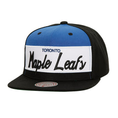 Toronto Maple Leafs Mitchell & Ness Retro Script Colorblock Snapback Hat - Black - NHL