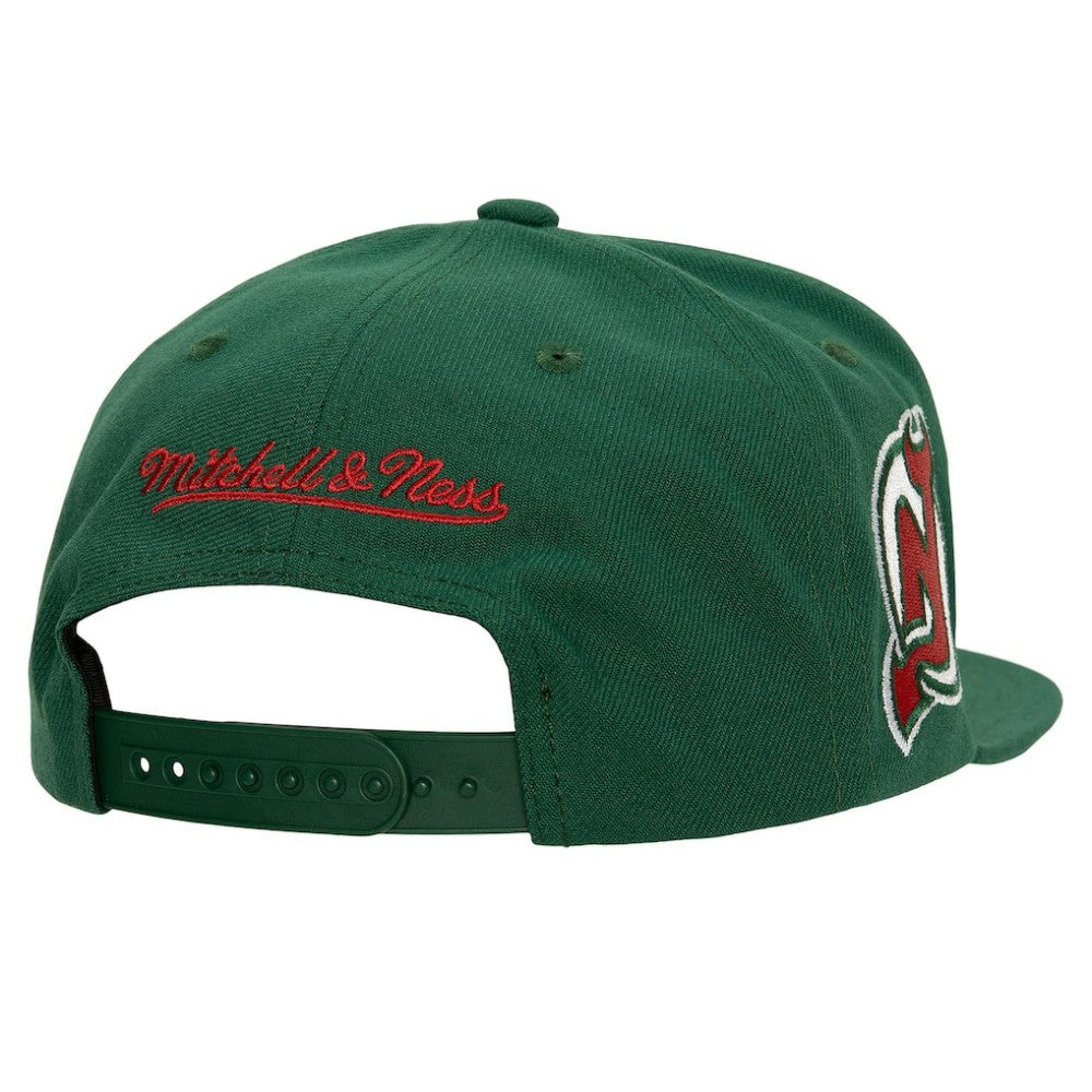 New Jersey Devils Mitchell & Ness Retro Script Colorblock Snapback Hat - Green - NHL